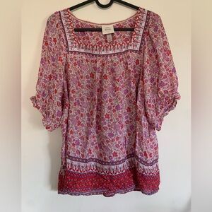 Knox Rose Puff Sleeve Shirt | Peasant Shirt | Size Medium | Floral Shirt